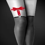 Гартер на ногу Bijoux Pour Toi - WITH BOW Red, сексуальна підв'язка з бантиком, екошкіра - мініатюра 1