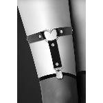 Гартер на ногу Bijoux Pour Toi - WITH HEART Black, сексуальна підв'язка з сердечком, екошкіра - мініатюра 2