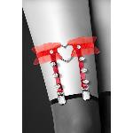 Гартер на ногу Bijoux Pour Toi - WITH HEART AND SPIKES Red, сексуальна підв'язка з сердечком - мініатюра 2