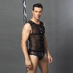 Чоловічий еротичний костюм "Романтичний Стівен" One Size Black: напівпрозорі трусики і маєчка - мініатюра 5