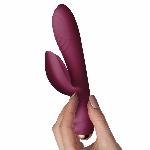 Вібратор-кролик Rocks-Off Every Girl Burgundy, два мотори, різноколірне LED-підсвічування, потужний - мініатюра 3
