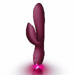 Вібратор-кролик Rocks-Off Every Girl Burgundy, два мотори, різноколірне LED-підсвічування, потужний - мініатюра 2