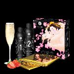 Гель для NURU-масажу Shunga Oriental Body-to-Body – Sparkling Strawberry Wine плюс простирадло - мініатюра 3