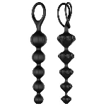 Набір анальних намистин Satisfyer Beads Black, силікон, макс. діаметр 3,3 см та 3,5 см - мініатюра 1