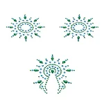 Пестіс з кристалів Petits Joujoux Gloria set of 3 - Green/Blue, прикраса на груди та вульву - мініатюра 1