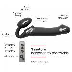 Безремінний страпон з вібрацією Strap-On-Me Vibrating Black M, діаметр 3,8см, пульт ДК, регульований - мініатюра 5
