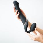 Безремінний страпон з вібрацією Strap-On-Me Vibrating Black M, діаметр 3,8см, пульт ДК, регульований - мініатюра 6