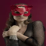 Маска кішечки Feral Feelings - Catwoman Mask, натуральна шкіра, червона - мініатюра 1