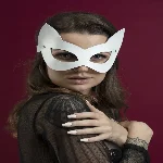 Маска кішечки Feral Feelings - Kitten Mask, натуральна шкіра, біла - мініатюра 1