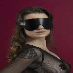 Маска на очі Feral Feelings - Blindfold Mask, натуральна шкіра, чорна - мініатюра 1
