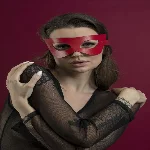 Маска на обличчя Feral Feelings - Mistery Mask натуральна шкіра, червона - мініатюра 1