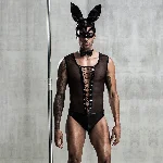 Еротичний чоловічий костюм "Зайка Джонні" з маскою, One Size Black - мініатюра 1