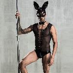 Еротичний чоловічий костюм "Зайка Джонні" з маскою, One Size Black - мініатюра 3