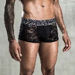 Чоловічі мереживні труси боксери, One Size Black - мініатюра 1