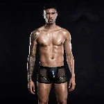 Чоловічі еротичні сітчасті труси з ременями, One Size Black - мініатюра 1
