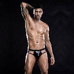Лакові чоловічі труси з відкритою попкою, One Size Black - мініатюра 2