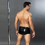 Еротичні чоловічі лакові труси зі шнурівкою One Size Black - мініатюра 2