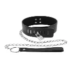 Нашийник з повідцем Fetish Tentation Padlock and Leash - мініатюра 1