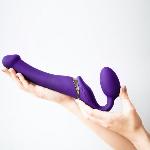 Безремінний страпон з вібрацією Strap-On-Me Vibrating Violet M, діаметр 3,8 см, пульт ДК, регульований - мініатюра 9