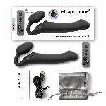 Безремінний страпон з вібрацією Strap-On-Me Vibrating Black L, діаметр 3,7см, пульт ДК, регульований - мініатюра 5