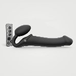 Безремінний страпон з вібрацією Strap-On-Me Vibrating Black L, діаметр 3,7см, пульт ДК, регульований - мініатюра 1