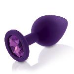 Набір силіконових анальних пробок із кристалом Rianne S: Booty Plug Set Purple, діаметр 3,2см, 3,5см, 4,2см - мініатюра 2