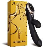 Вакуумний вібратор-кролик з підігрівом KISTOY A-King Pro Black, з LED-екраном - мініатюра 3