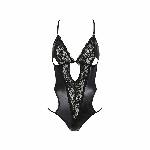 Боди с имитацией кожи и стрепами Passion ASUNA BODY XXL/XXXL, black - мініатюра 4