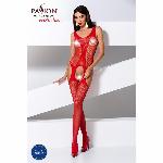 Бодістокінг з імітацією панчіх і ажурною вставкою Passion BS072 red - мініатюра 6