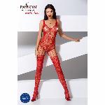 Ажурний бодістокінг з імітацією панчіх Passion BS074 red - мініатюра 6