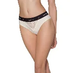 Трусики з широкою гумкою і мереживом Passion PS001 PANTIES L, ecru - мініатюра 1
