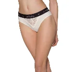 Трусики з широкою гумкою і мереживом Passion PS001 PANTIES M, ecru - мініатюра 1