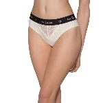 Трусики з широкою гумкою і мереживом Passion PS001 PANTIES S, ecru - мініатюра 1