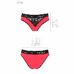 Трусики з широкою гумкою і мереживом Passion PS001 PANTIES M, red-black - мініатюра 5