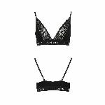 Еластичний топ з мереживом Passion PS001 TOP L, black - мініатюра 5