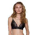 Еластичний топ з мереживом Passion PS001 TOP S, black - мініатюра 1