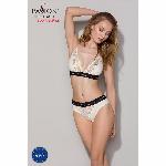 Еластичний топ з мереживом Passion PS001 TOP XL, ecru - мініатюра 5