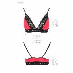 Еластичний топ з мереживом Passion PS001 TOP L, red-black - мініатюра 3