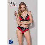 Еластичний топ з мереживом Passion PS001 TOP L, red-black - мініатюра 5
