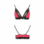 Еластичний топ з мереживом Passion PS001 TOP M, red-black - мініатюра 3