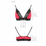 Еластичний топ з мереживом Passion PS001 TOP M, red-black - мініатюра 2