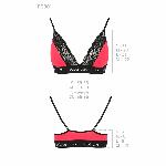 Еластичний топ з мереживом Passion PS001 TOP S, red-black - мініатюра 2
