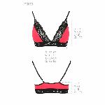 Еластичний топ з мереживом Passion PS001 TOP XL, red-black - мініатюра 2