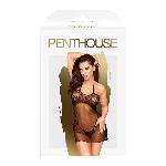 Приталена сорочка-сітка зі стрінгами Penthouse - All Yours Black M/L - мініатюра 3