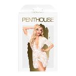 Комплект пеньюар, трусики з доступом та бралет Penthouse - Hypnotic Power White S/L - мініатюра 4