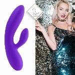 Гнучкий вібратор кролик з двома моторами FeelzToys Lea Rabbit Vibrator Medium Purple - мініатюра 2