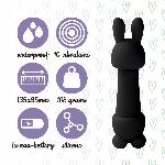 Мінівібратор FeelzToys Mister Bunny Black з двома насадками - мініатюра 5