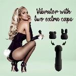 Мінівібратор FeelzToys Mister Bunny Black з двома насадками - мініатюра 2