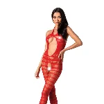 Сітчастий бодістокінг з відкритим животом Passion BS081 red - мініатюра 1