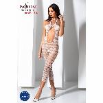 Сітчастий бодістокінг з відкритим животом Passion BS081 white - мініатюра 2
